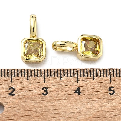 Brass Micro Pave Cubic Zirconia Charms KK-G555-21G-09-1