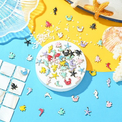 10Pcs 304 Stainless Steel Enamel Charms STAS-YW0003-43A-1