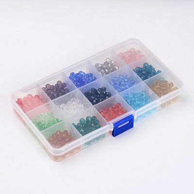 1Box 15 Color Round Glass Beads GLAA-X0011-01-1