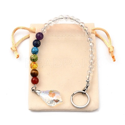 Chakra Leaf Crystal Suncatcher Dowsing Pendulum Pendants PALLOY-JF00460-01-1