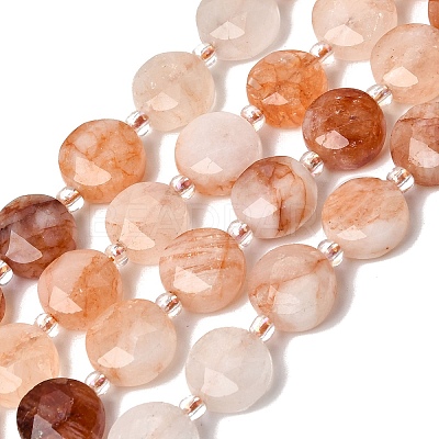 Natural Red Hematoid Quartz/Ferruginous Quartz Beads Strands G-D105-A04-1