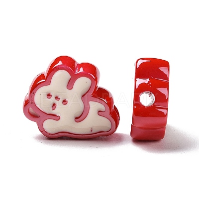 Opaque Acrylic Beads X-OACR-H025-01B-1