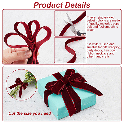 Single Face Velvet Ribbons OCOR-WH0080-14B-02-1
