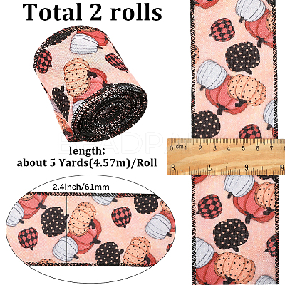 Pumpkin Pattern Polyester Ribbon OCOR-WH20003-66-1