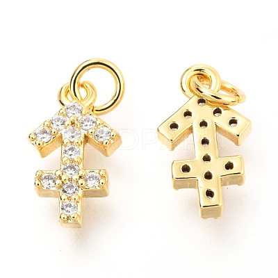 Brass Micro Pave Clear Cubic Zirconia Charms ZIRC-O036-30G-F-1