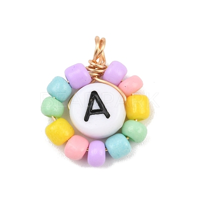 26Pcs Glass Seed & Acrylic Pendants PALLOY-JF04486-1