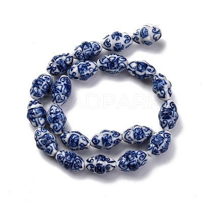 Handmade Blue and White Porcelain Beads Strands PORC-I027-08-1