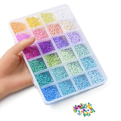312G 24 Color 8/0 Baking Paint Glass Seed Beads SEED-YW0002-14-1