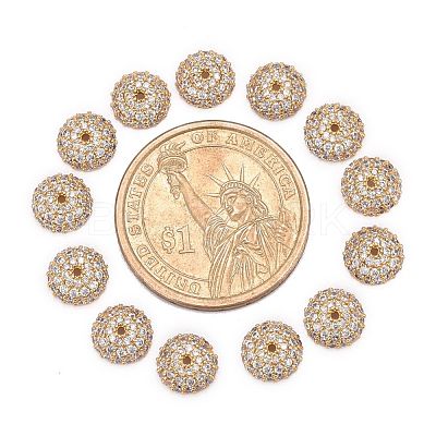 Apetalous Half Round/Dome Brass Micro Pave Cubic Zirconia Bead Caps ZIRC-D062-G-1