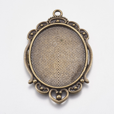 Tibetan Style Pendant Cabochon Settings X-TIBEP-A22962-AB-FF-1