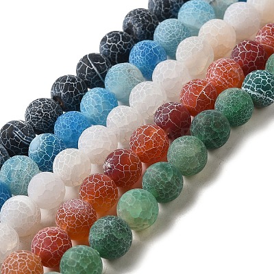 Natural & Dyed Crackle Agate Bead Strands G-T056-10mm-M-1