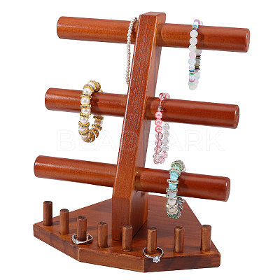 Solid Wood Jewelry Set Jewelry Tower Stands for Rings Bracelets Necklaces DJEW-WH0028-005-1