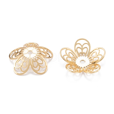 Brass 5-Petal Bead Caps KK-K251-08G-1