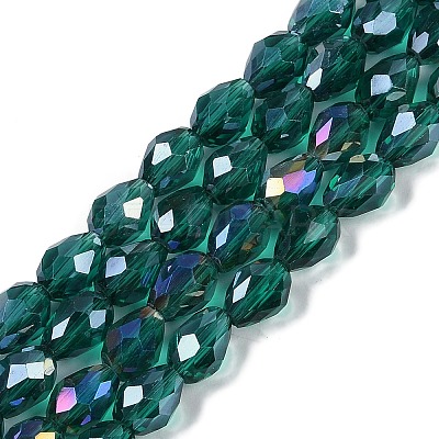 Transparent Electroplate Glass Beads Strands EGLA-N013-T8mm-B24-1