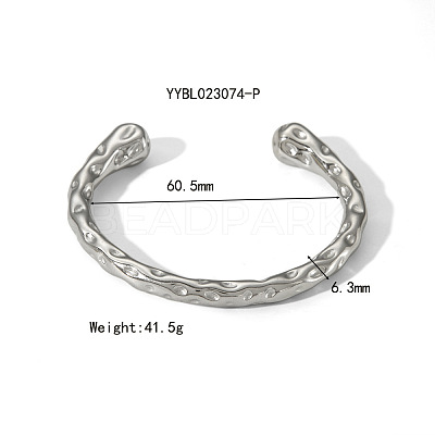 Hammered 304 Stainless Steel Cuff Bangles for Women HR8808-2-1