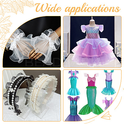 Polyester Organza Ruffled Pleated Lace Fabric Trim OCOR-WH0070-15A-1