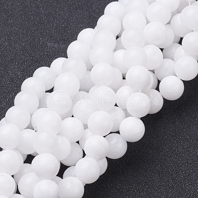 Natural White Jade Beads Strands X-GSR8mmC067-1