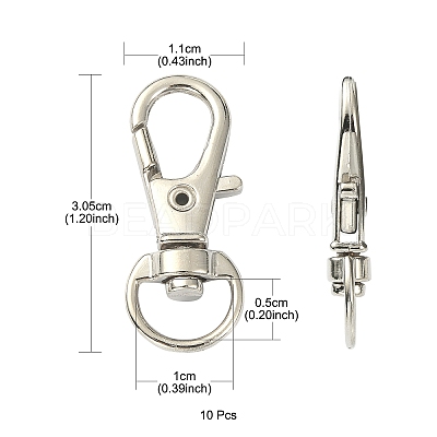 10Pcs Alloy Swivel Lobster Claw Clasps PALLOY-CJ0002-68-1