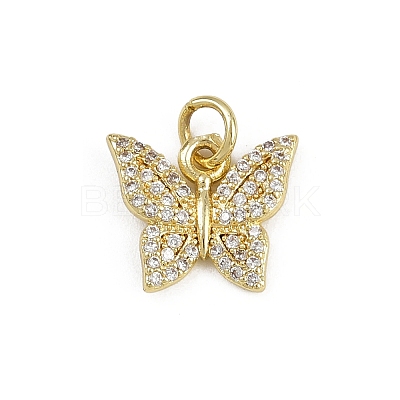Brass Micro Pave Cubic Zirconia Charms KK-D409-37G-A-1