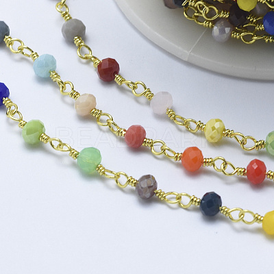 Handmade Glass Beaded Chains CHC-P005-08G-1