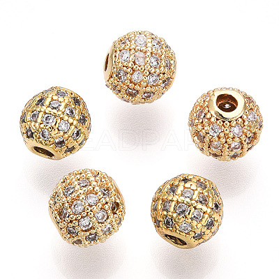 Rack Plating Brass Cubic Zirconia Beads ZIRC-S001-8mm-A01-1
