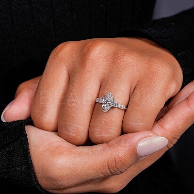 Brass Micro Pave Clear Cubic Zirconia Finger Rings FS-WG5249E-03-1