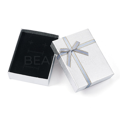 Rectangle Paper Jewelry Set Storage Boxes with Bowknot LS-CON-TAC0014-04G-1