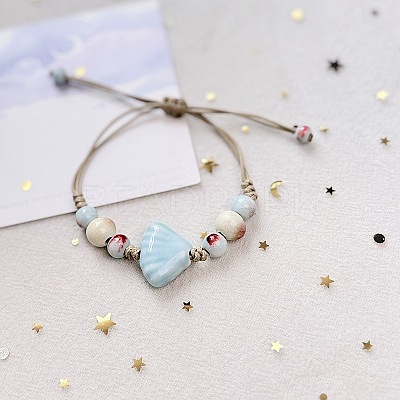 Shell Shape Ceramic Beads Braided Bead Bracelets FS-WG4C919-04-1