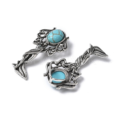 Angel Brass Synthetic Turquoise Pendants KK-D361-02AS-13-1