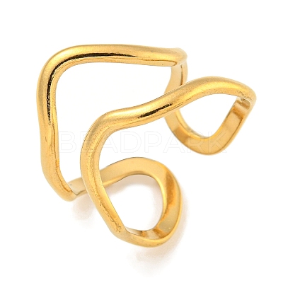 Ion Plating(IP) 304 Stainless Steel Irregular Open Cuff Ring for Women X-RJEW-A043-26G-1