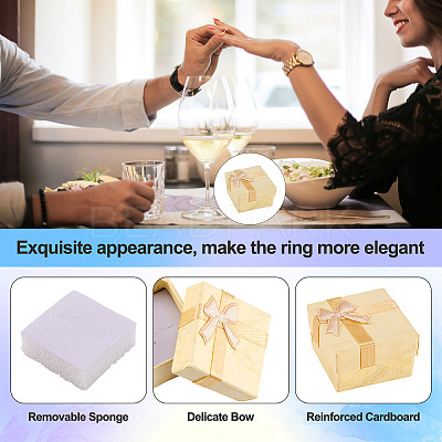 Square Paper Jewelry Ring Gift Boxes with Bowknot CON-TAC0010-80D-1