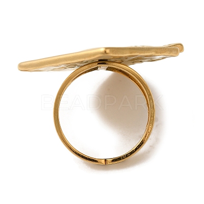 Ion Plating(IP) 304 Stainless Steel Rhombus Open Cuff Rings for Women RJEW-Z053-04G-1