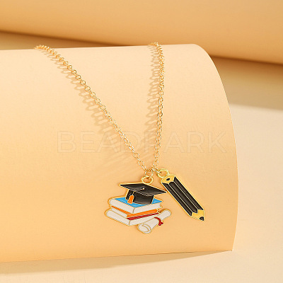 Back to School Alloy Enamel Pendant Cable Chain Necklaces WG2C7D9-03-1