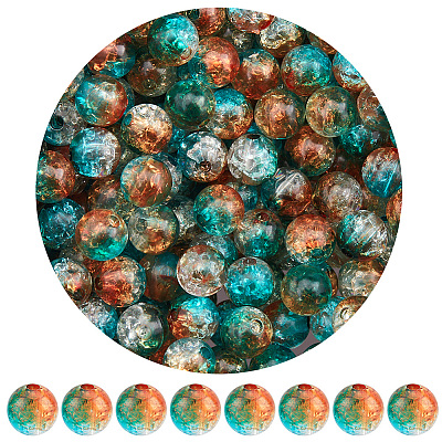 300Pcs Transparent Crackle Acrylic Beads CACR-SP0001-01A-1
