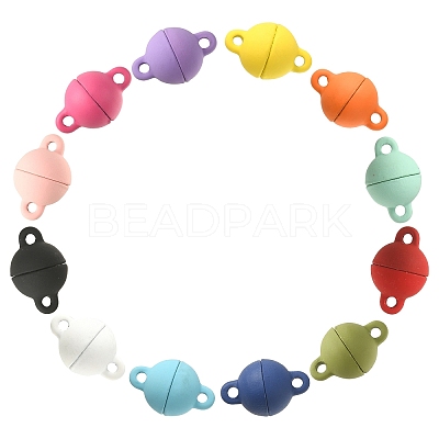 12 Sets 12 Colors Spray Painted Alloy Magnetic Clasps PALLOY-CJ0002-30-1