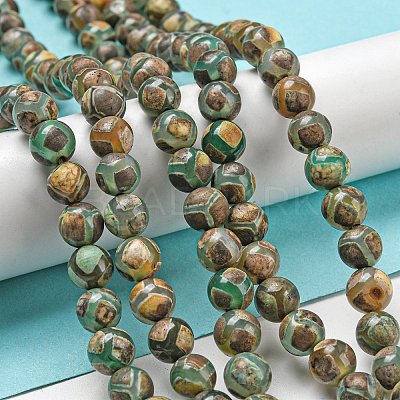 Tibetan Style dZi Beads Strands G-P526-D09-02-1