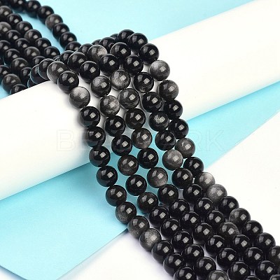 Natural Silver Obsidian Beads Strands X-G-D083-01C-1