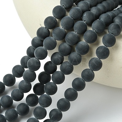 Grade A Natural Black Agate Beads Strands G447-5-1