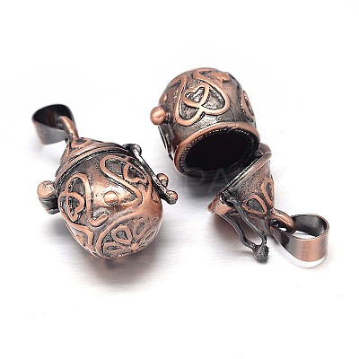 Carved Pot Rack Plating Brass Prayer Box Pendants KK-L101-17-NF-1