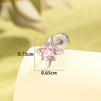 Brass Pave Cubic Zirconia Star Cartilage Earrings FS-WGEAB67-02-1