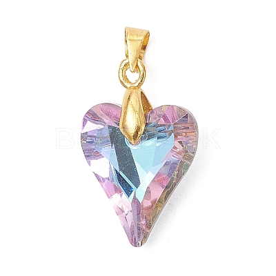 Electroplated Transparent Glass Pendants PALLOY-JF05156-01-1