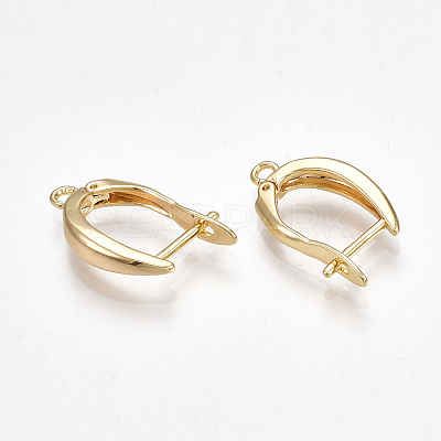 Brass Hoop Earring Findings with Latch Back Closure X-KK-S350-072G-1