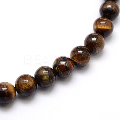 Natural Grade AB Tiger Eye Round Beads Strands X-G-O047-02-8mm-1