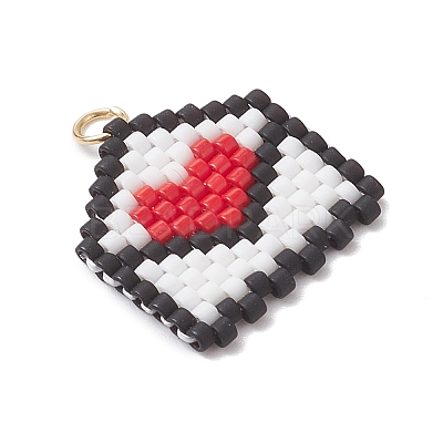 Beaded Heart Envelope Charms PALLOY-MZ01092-02-1