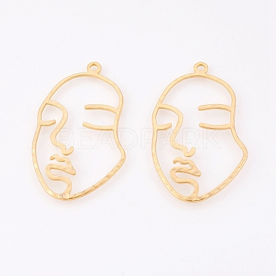 Brass Open Back Bezel Pendants X-KK-T038-58G-1