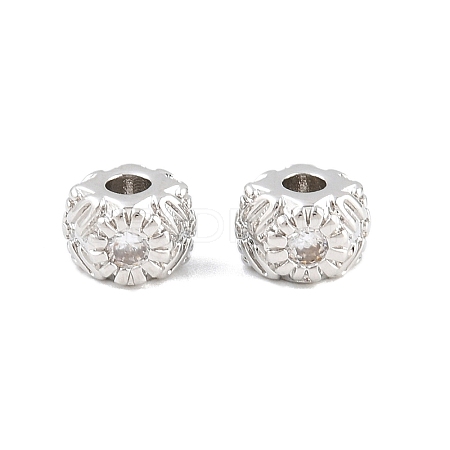 Brass Micro Pave Clear Cubic Zirconia Beads KK-CBA78C7-06P-1