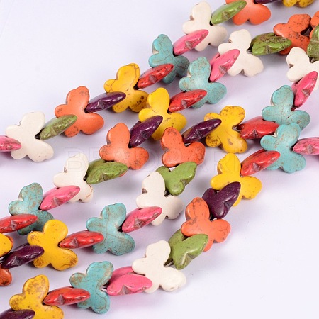 Dyed Butterfly Synthetic Turquoise Bead Strands TURQ-E025-02-1