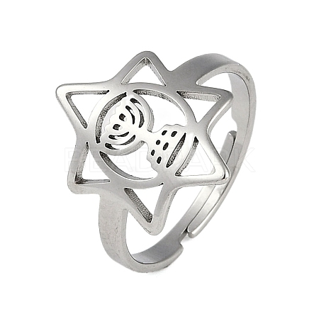 201 Stainless Steel Adjustable Rings for Women RJEW-M008-03P-1