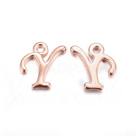 Rose Gold Plated Alloy Letter Pendants PALLOY-J718-01RG-Y-1