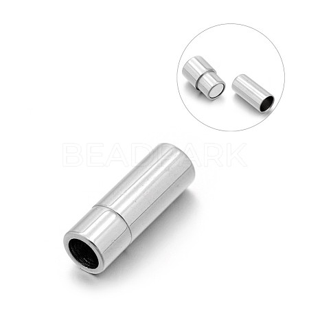 Tarnish Resistant Smooth 304 Stainless Steel Column Magnetic Clasps with Glue-in Ends STAS-E089-12B-1